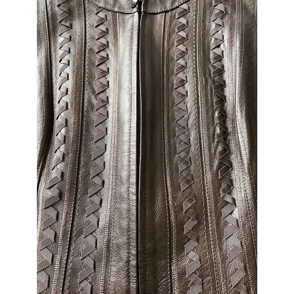 NYGARD Bronze Leather Knit Zip Jacket Blazer - Picture 4 of 7